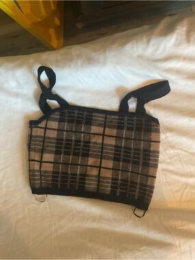 Love Tree Black and Beige Plaid Cropped Tank Top